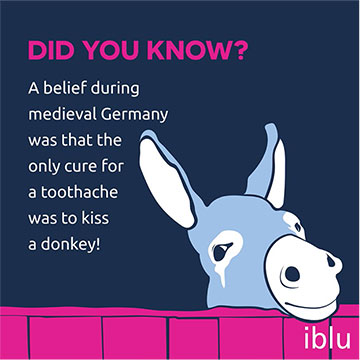 A belief during medieval Germany was that the only cure for a toothache was to kiss a donkey